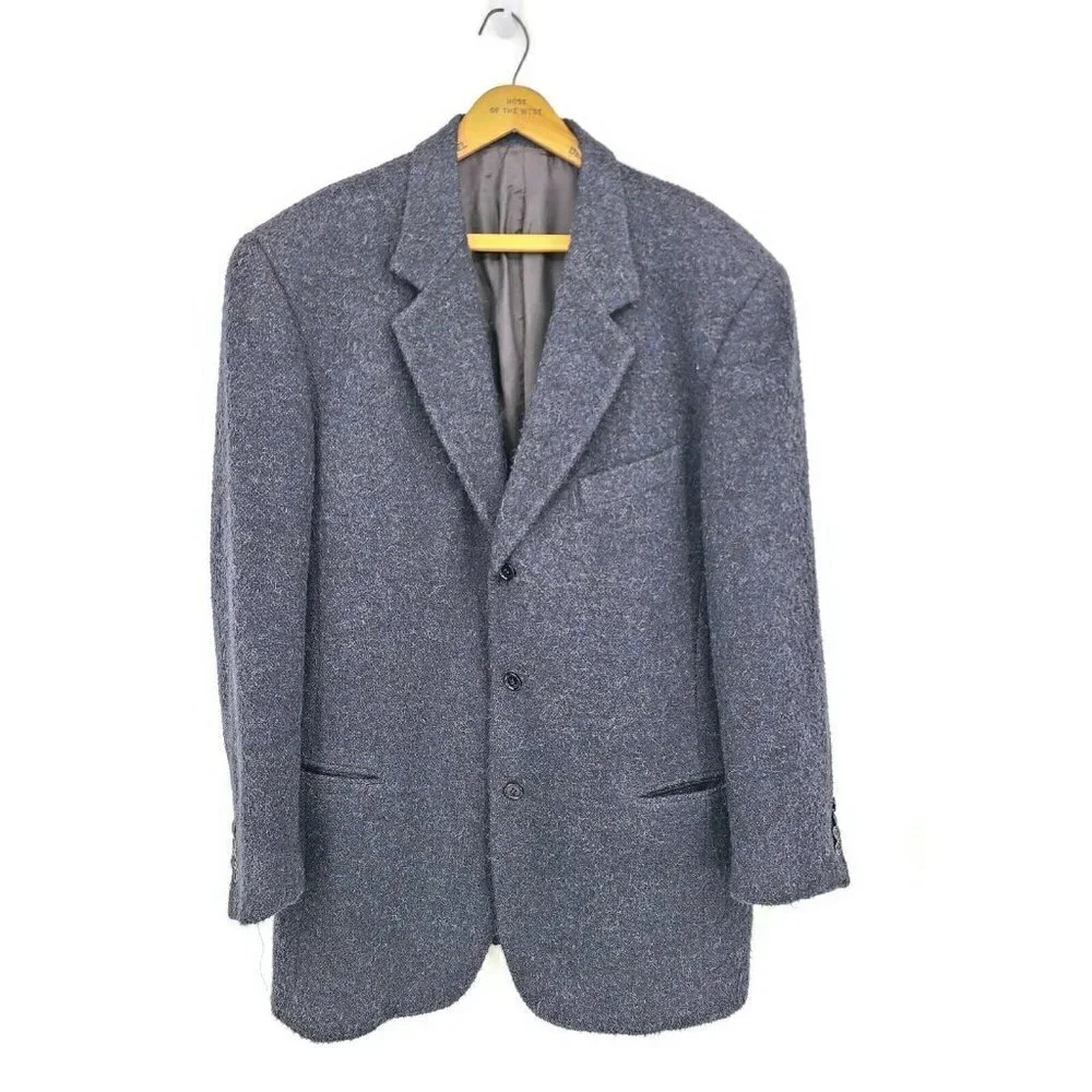 Donna Karan Signature Blazer Mens 46 Alpaca Wool Blend Dark Grey Italy
